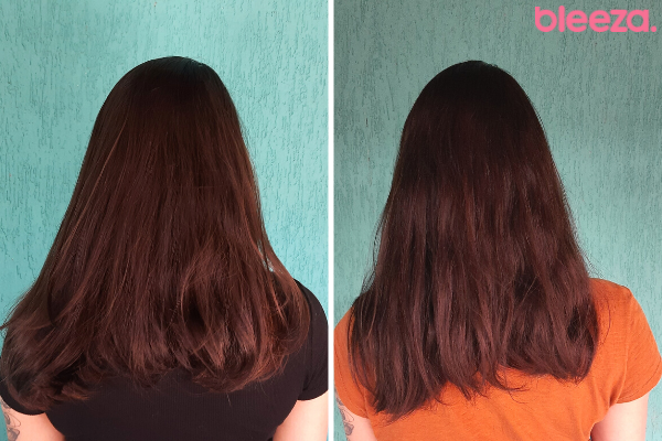 Antes e depois ampola de tratamento pantene pro-V cabelo liso